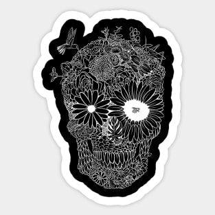 White lines flower skull Sticker